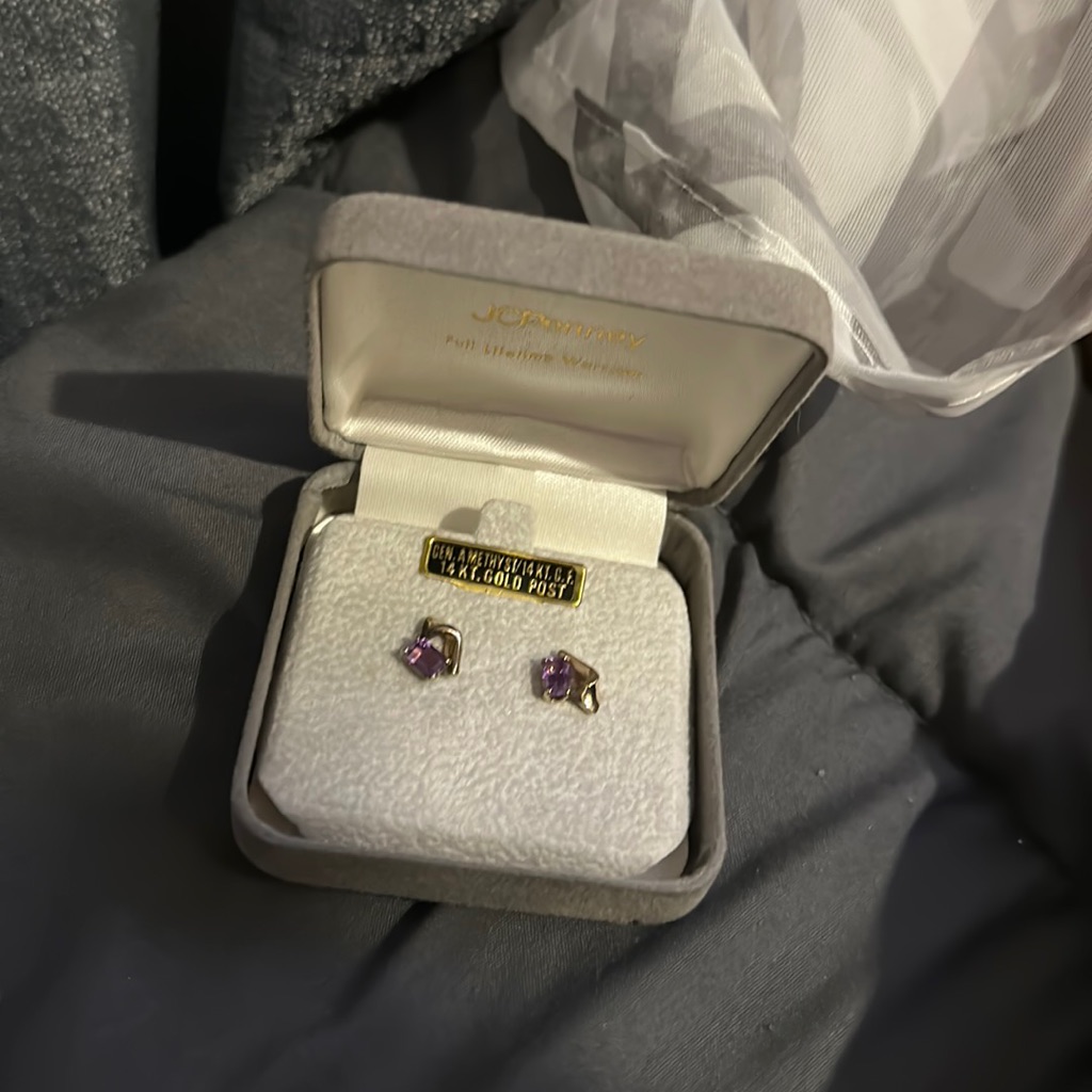 Nwt Jcpenny Genuine Amethyst 14k Gold Fill 14k Gold Post Earrings 60$